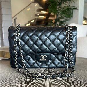 Chanel Black Quilted Leather Chain Bag